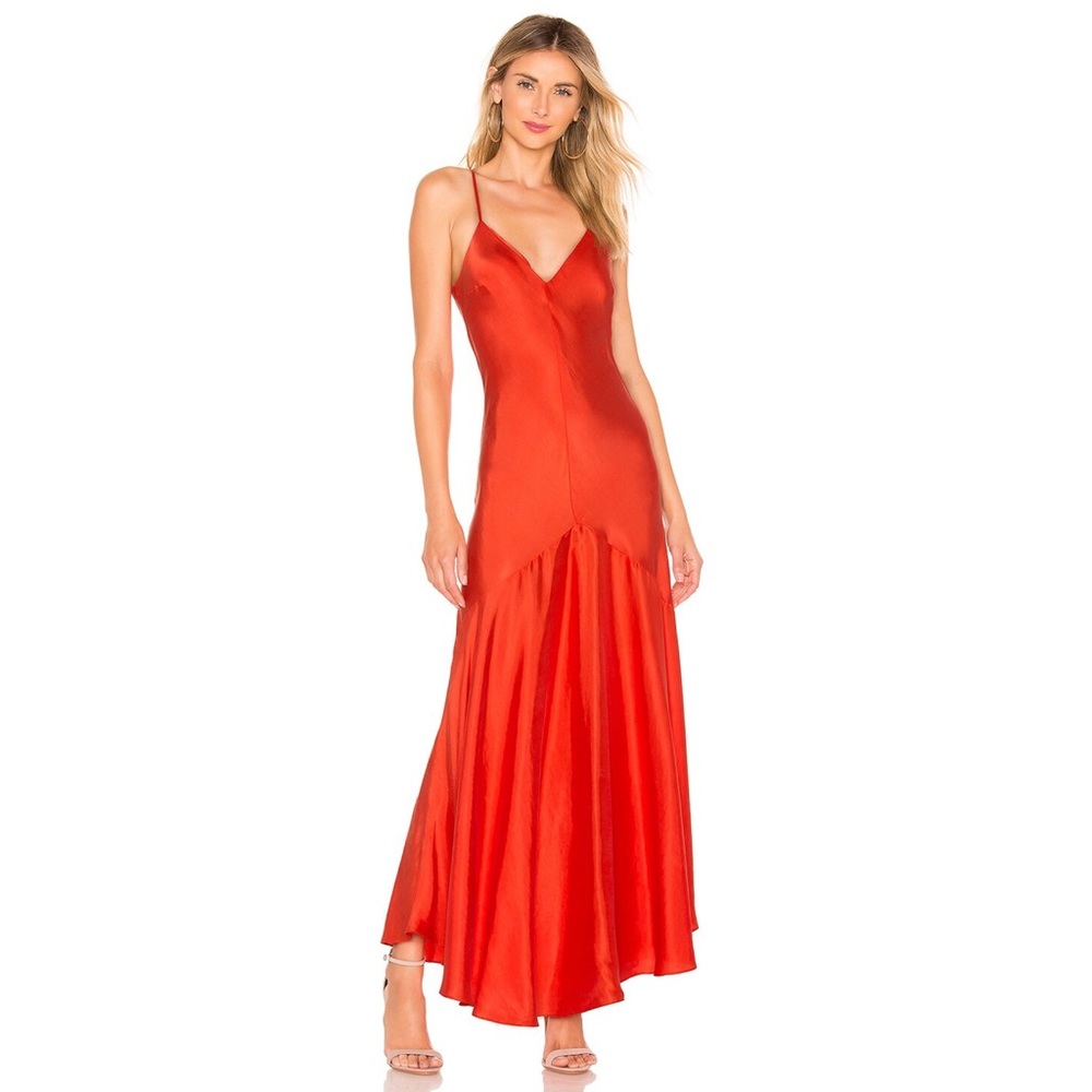 Mara Hoffman Red Satin Slip Maxi Dress